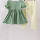 Sage collar smocked lace pants set