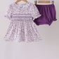 Purple floral smocked ruffle bloomer set