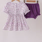 Purple floral smocked ruffle bloomer set