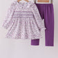 Purple floral smocked pants set