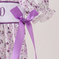 Purple floral blessed smocked ruffle bubble