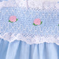 Blue Floral Smocked Lace Bloomer Set