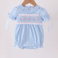 Blue Floral Smocked Lace Bubble