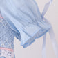 Blue Floral Smocked Lace Bubble