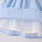 Blue Floral Smocked Lace Ruffle Dress