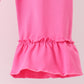 Pink bow pearl ruffle pants set