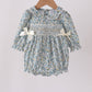 Sage Floral Smocked Bow Bubble