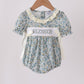 Sage Floral Blessed Smocked Ruffle Bubble