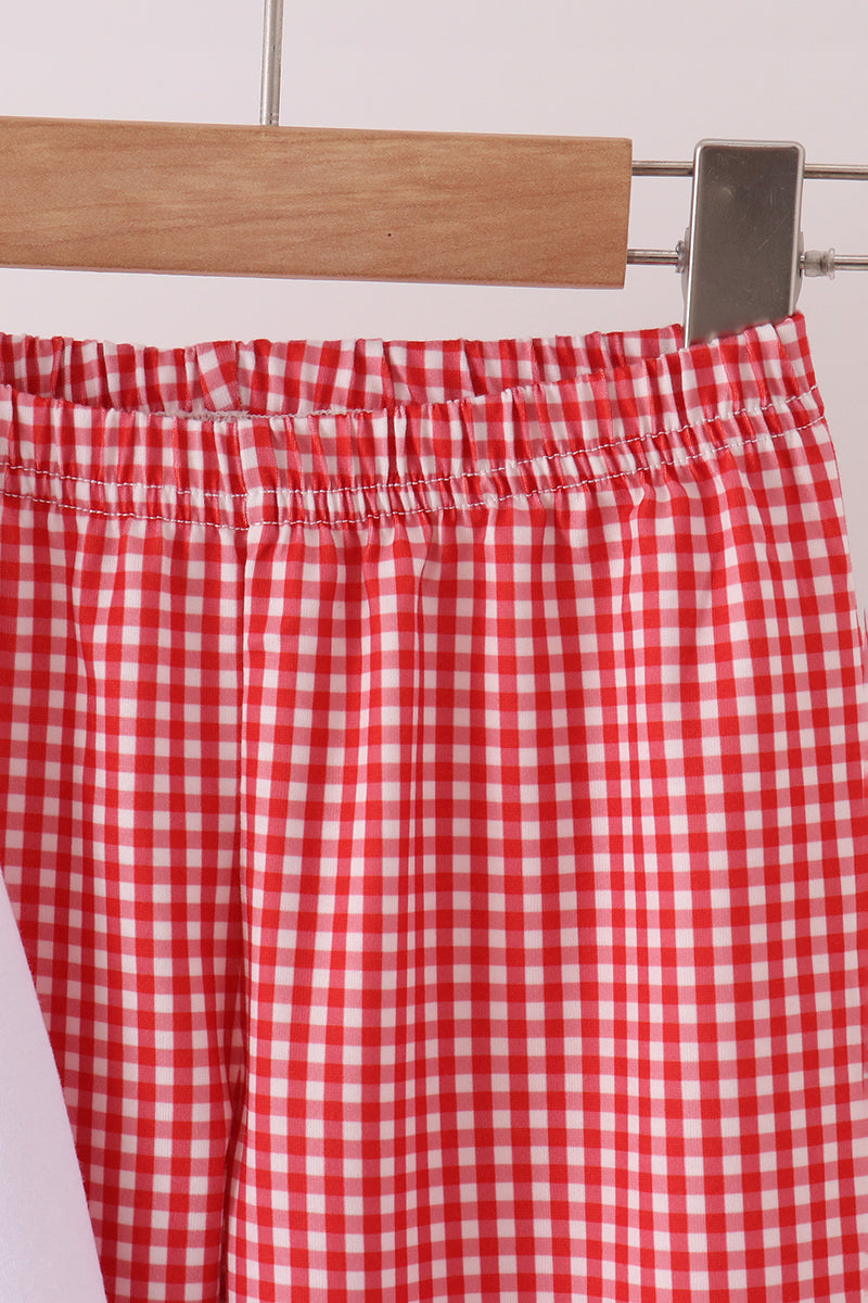 Red Football Embroidery Pants Set