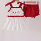Red Alabama Roll Tide Embroidery Ruffle Bloomer Set