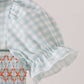 Sage pumpkin smocked gingham bubble