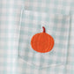 Sage pumpkin embroidery gingham romper