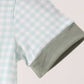 Sage pumpkin embroidery gingham romper