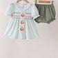 Sage pumpkin smocked gingham bloomer set