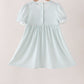 Sage pumpkin smocked gingham dress