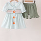Sage pumpkin smocked gingham ruffle shorts set