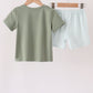 Sage pumpkin embroidery gingham shorts set