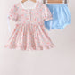 Pink Pumpkin Floral Embroidery Bloomer Set