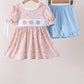 Pink Pumpkin Floral Embroidery Shorts Set