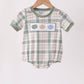 Green Pumpkin Embroidery Plaid Bubble