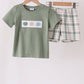 Green Pumpkin Embroidery Plaid Shorts Set