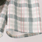 Green Pumpkin Embroidery Plaid Shorts Set