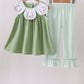 Sage Pumpkin Embroidered Ruffle Pants Set
