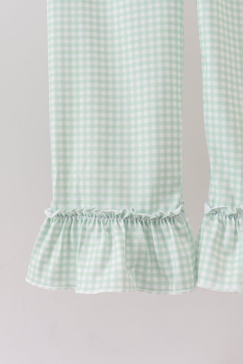 Sage Pumpkin Embroidered Ruffle Pants Set