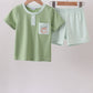Sage Pumpkin Embroidered Shorts Set