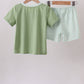 Sage Pumpkin Embroidered Shorts Set