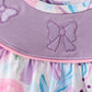 Purple Bow Embroidered Floral Bubble