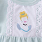 Light blue character embroidery ruffle bubble
