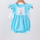 Blue character embroidery ruffle bubble
