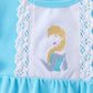 Blue character embroidery ruffle bubble
