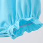 Blue character embroidery ruffle bubble