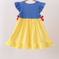 Royal blue&mustard character ruffle dress