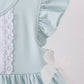 Light blue character embroidery ruffle dress