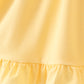 Mustard character embroidery ruffle dress