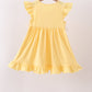 Mustard character embroidery ruffle dress