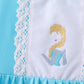Blue character embroidery ruffle dress