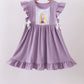 Purple character embroidery ruffle dress