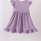 Purple character embroidery ruffle dress