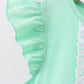 Green character embroidery ruffle dress