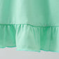 Green character embroidery ruffle dress