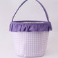 Purple Pumpkin Applique Gingham Ruffle Basket