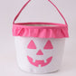 Pink Pumpkin Applique dot Ruffle Basket