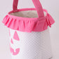 Pink Pumpkin Applique dot Ruffle Basket