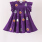 Purple ghost pumpkin sequin ruffle dress