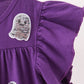 Purple ghost pumpkin sequin ruffle dress
