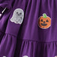 Purple ghost pumpkin sequin ruffle dress